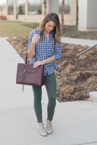 casual office outfit, gingham, business casual