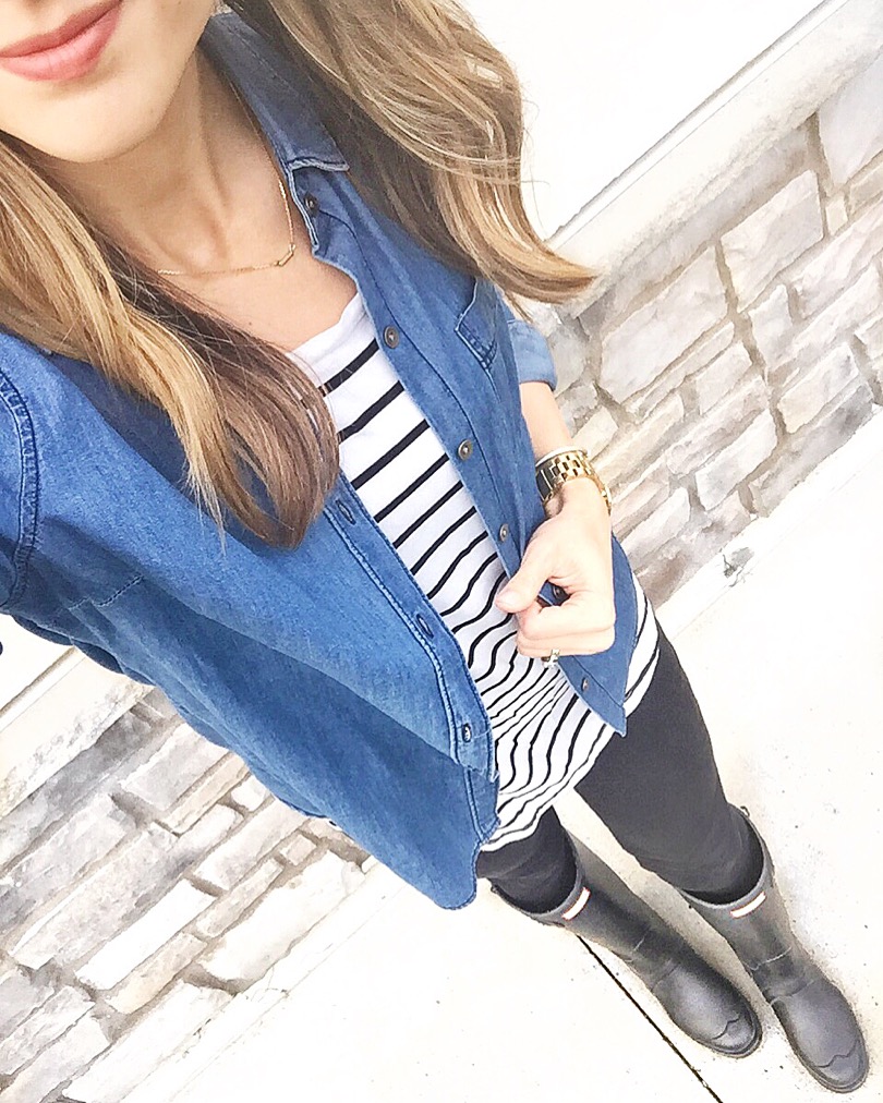 Chambray-Stripe-Shirt-Hunter-Boots