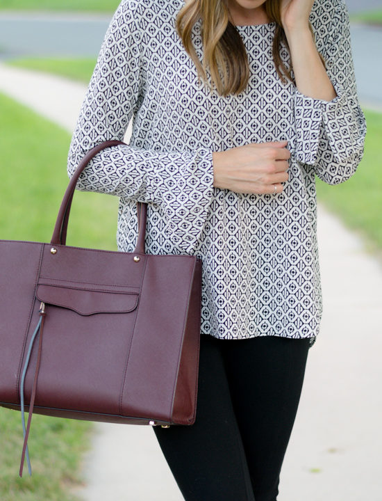 Pleione bell cuff high-low blouse