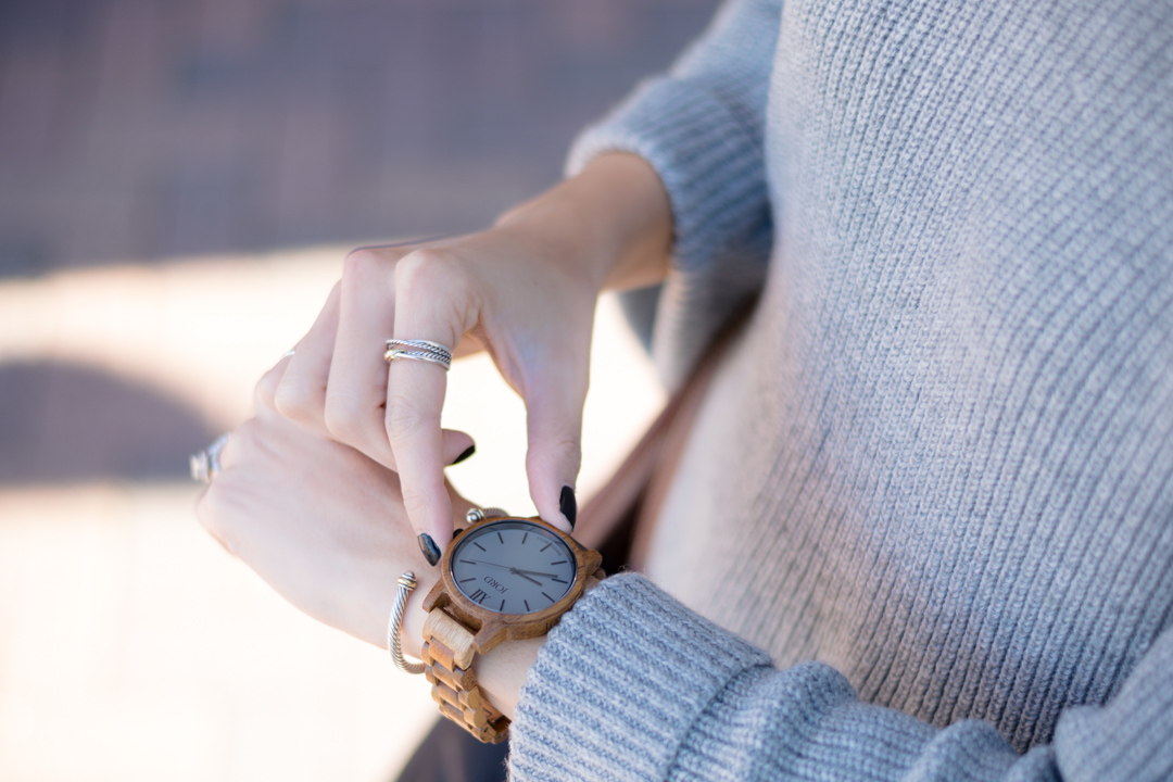 nordstrom leith cowl neck pullover, fall 2016 outfit, gray turtleneck outfit, wood watches, fall accessories, jord watch, frankie series watch