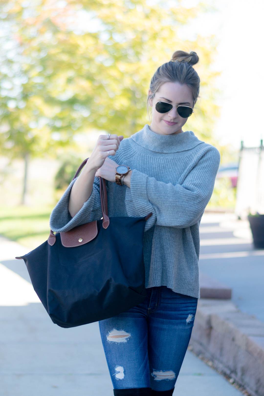 nordstrom leith cowl neck pullover, fall 2016 outfit, gray turtleneck outfit, wood watches, fall accessories, jord watch, frankie series watch