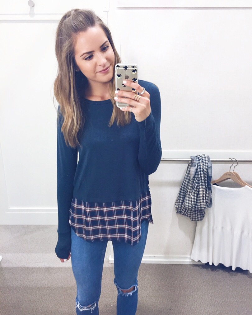 loft two-in-one plaid sweater