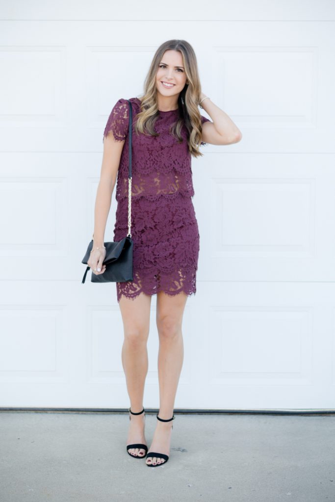 Holiday Style: Burgundy Lace Two-Piece Dress - The Styled Press