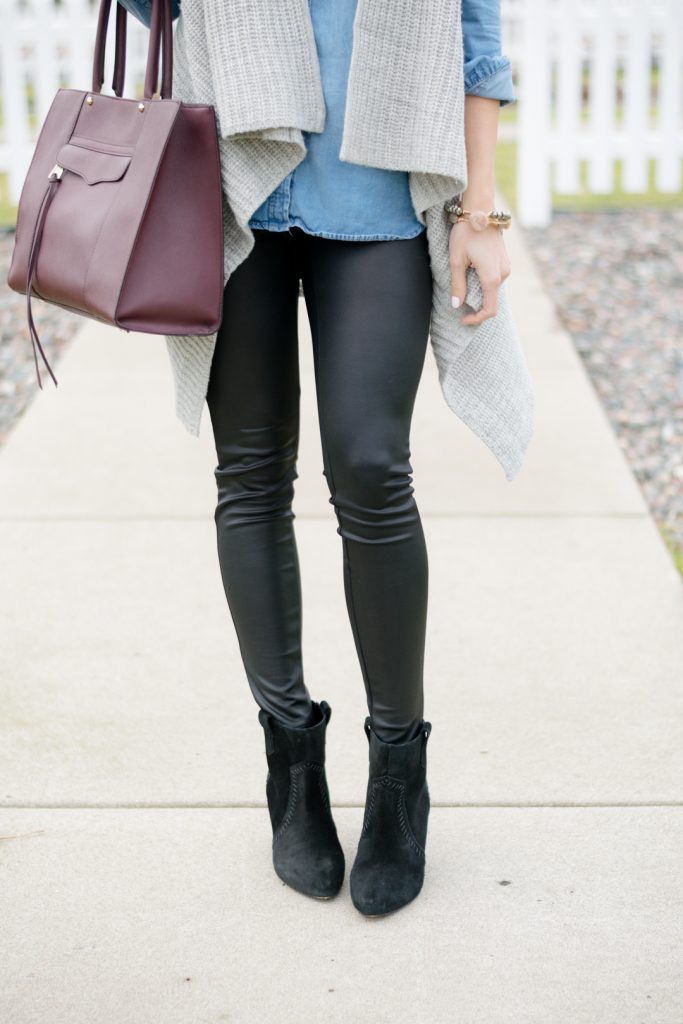 Chambray + Leather Leggings - The Styled Press