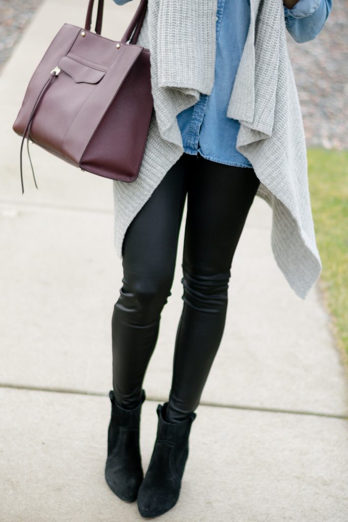 Chambray + Leather Leggings - The Styled Press