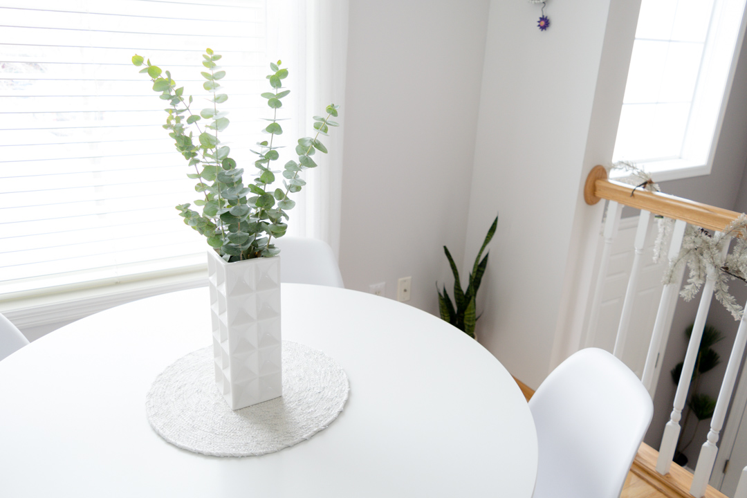 eucalyptus centerpiece, ikea docksta table style