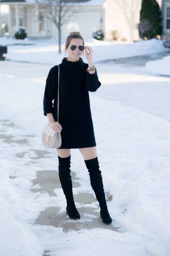 Black Turtleneck Sweater Dress - The Styled Press