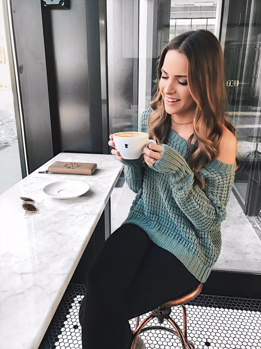 express thermal long sleeve dolman pullover sweater, off the shoulder knit sweater, chunky knit spring sweater, coffee shop outfit, winter lookbook, spring outfits