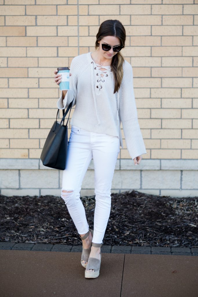 Lace-up Sweater & the Wedges of the Season - The Styled Press