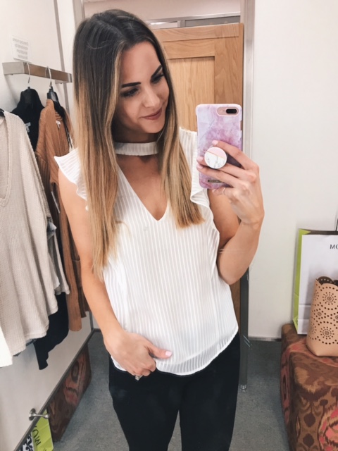 ASTR The Label Ruffle Sleeve Choker Top, Nordstrom fitting room selfies, fall outfit ideas 2017, summer outfits, nsale