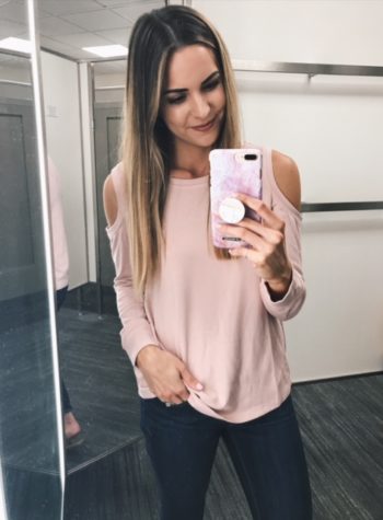 Gibson cold shoulder sweatshirt, blush sweater, Nordstrom anniversary sale under $50, try on haul 2017