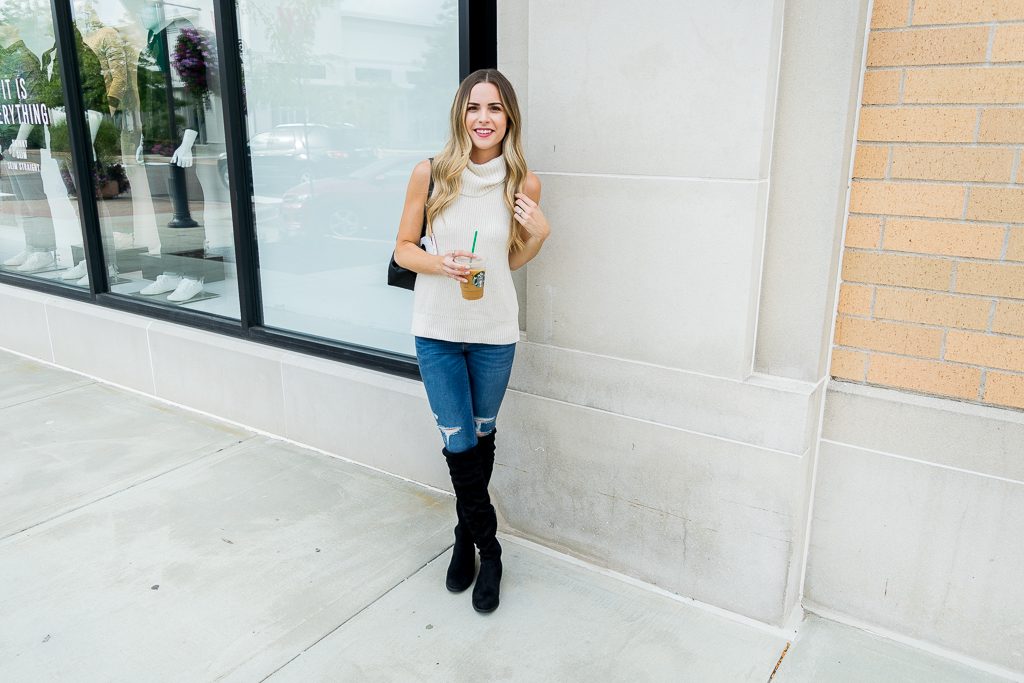 albertville Outlet mall finds, sleeveless turtleneck sweater, Minneapolis fashion blogger