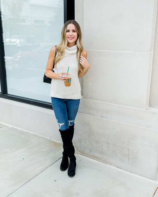 albertville Outlet mall finds, sleeveless turtleneck sweater, Minneapolis fashion blogger