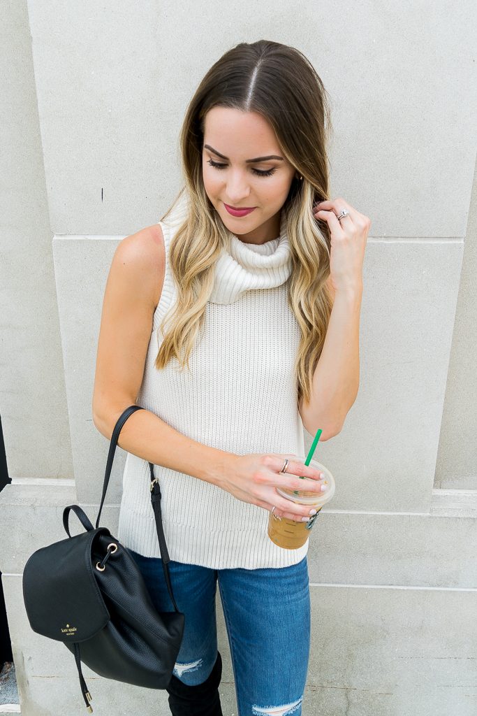 albertville Outlet mall finds, sleeveless turtleneck sweater, Minneapolis fashion blogger