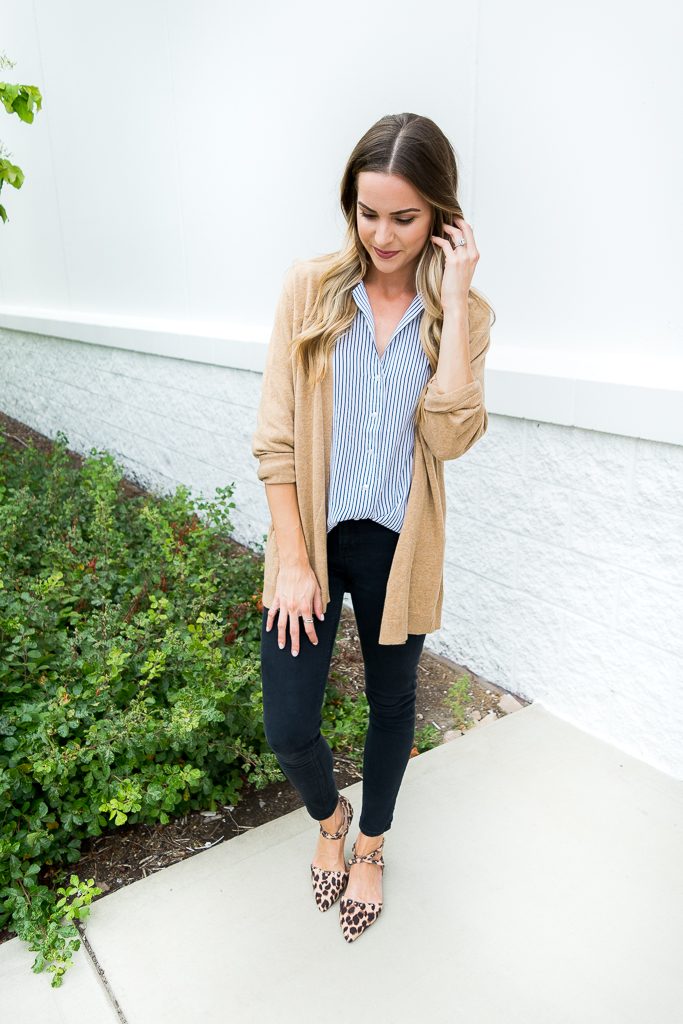 camel cardigan outfit, albertville mall outlet finds 2017, Minneapolis fashion blogger, affordable work wear