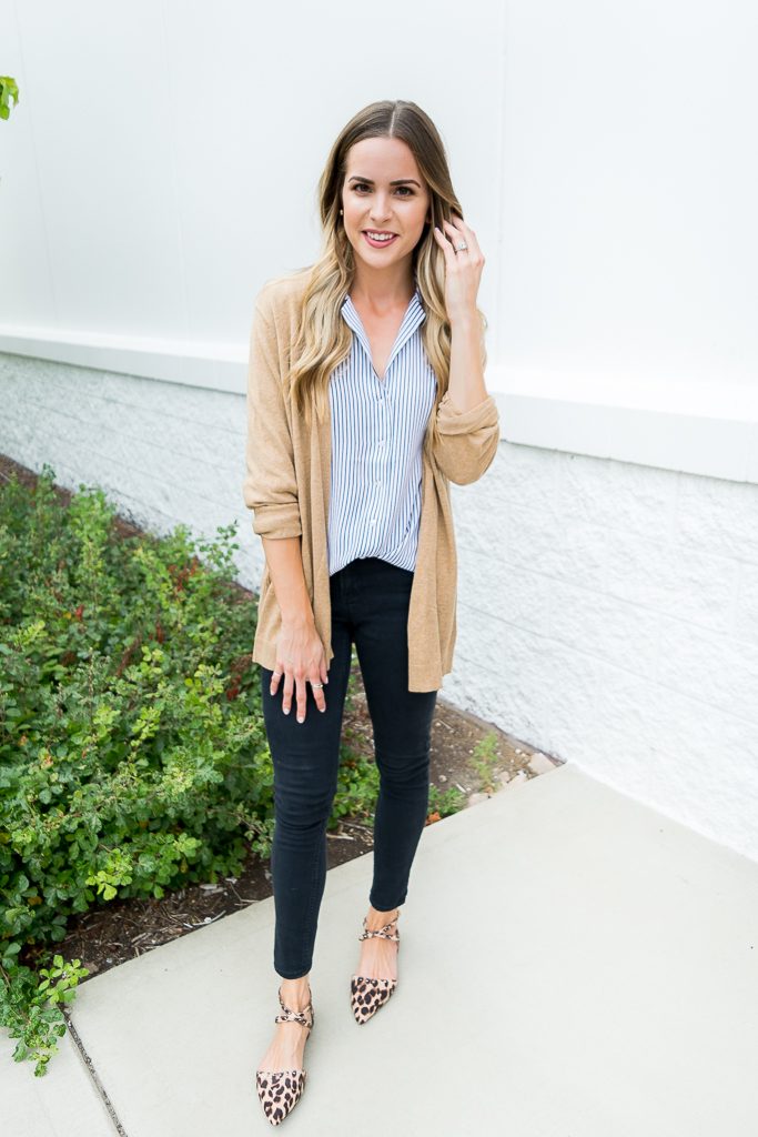 camel cardigan outfit, albertville mall outlet finds 2017, Minneapolis fashion blogger, affordable work wear