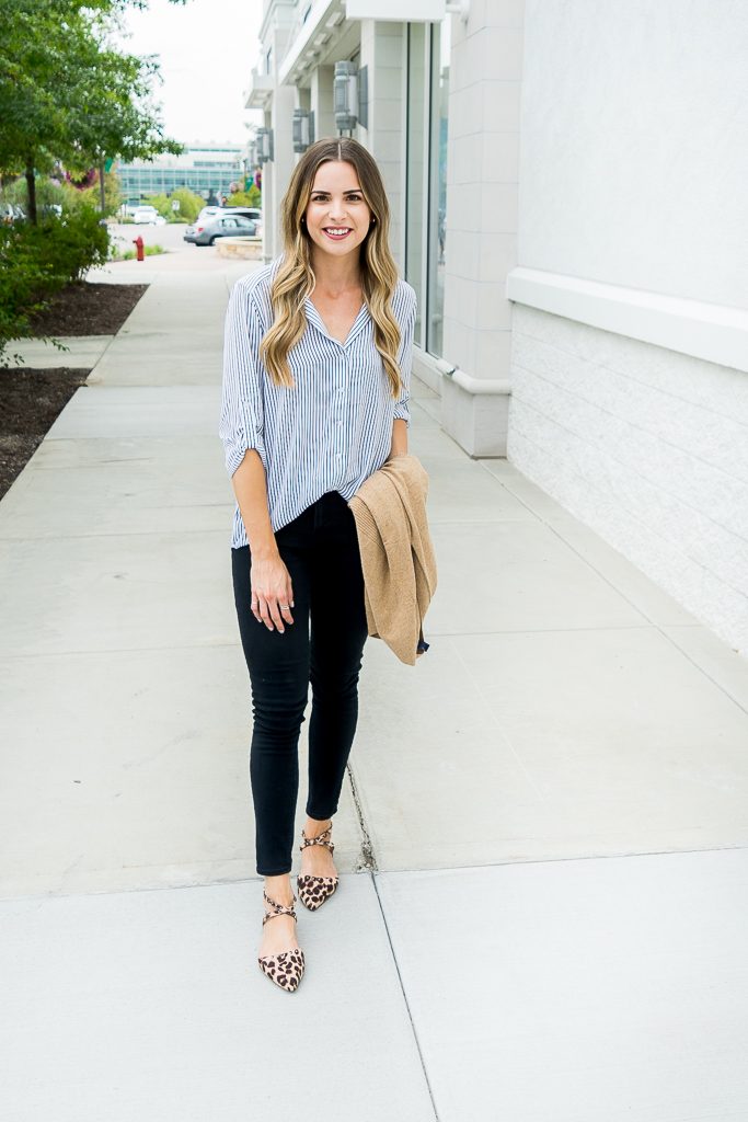 albertville mall outlet finds 2017, Minneapolis fashion blogger, affordable work wear outfits, old navy leopard flats