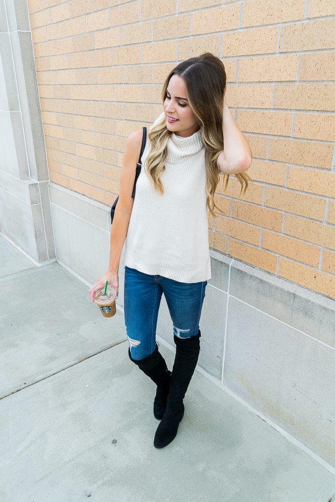 albertville Outlet mall finds, sleeveless turtleneck sweater, Minneapolis fashion blogger