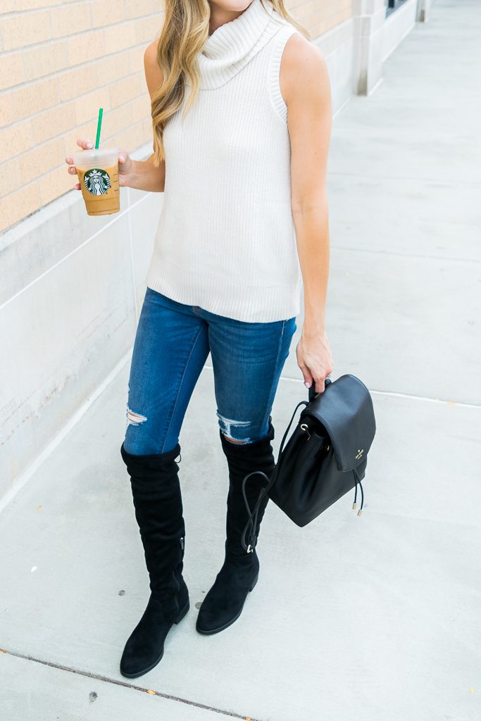 albertville Outlet mall finds, sleeveless turtleneck sweater, Minneapolis fashion blogger