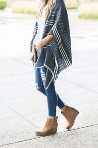 fall outfit ideas 2017, j.crew cape scarf, sorel lea wedge boots, floppy hat