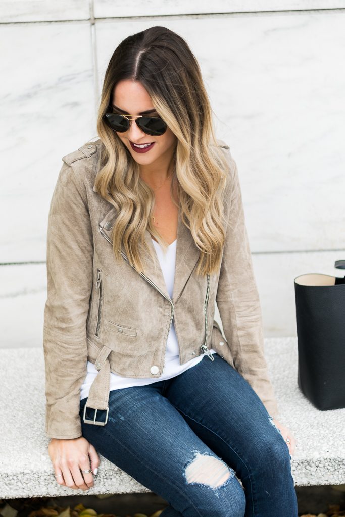 zappos blanknyc suede moto jacket sand stoner, Minneapolis fashion blogger