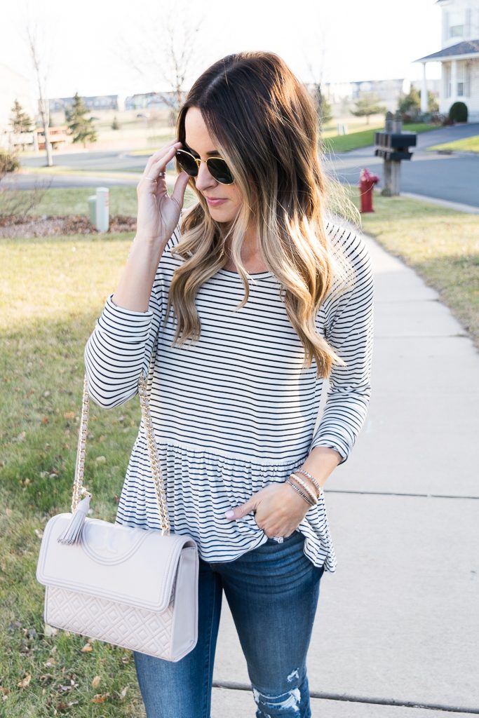 Stripe Peplum Tee - The Styled Press