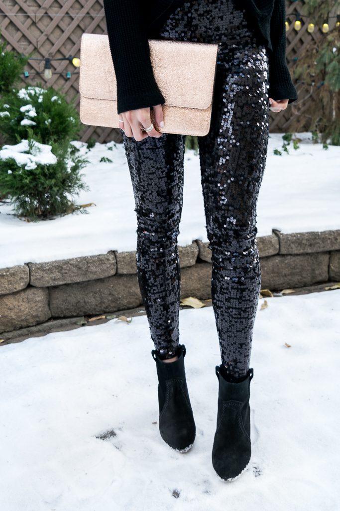 All Black + Sequin Leggings Holiday Look - The Styled Press