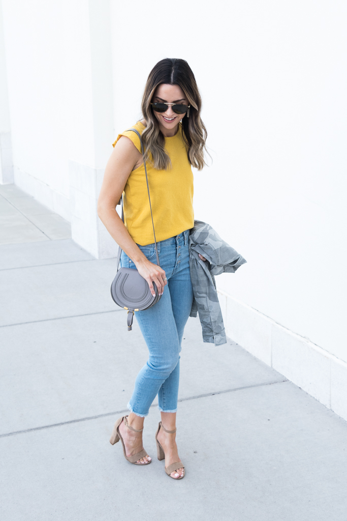 Grey and outlet mustard outfits