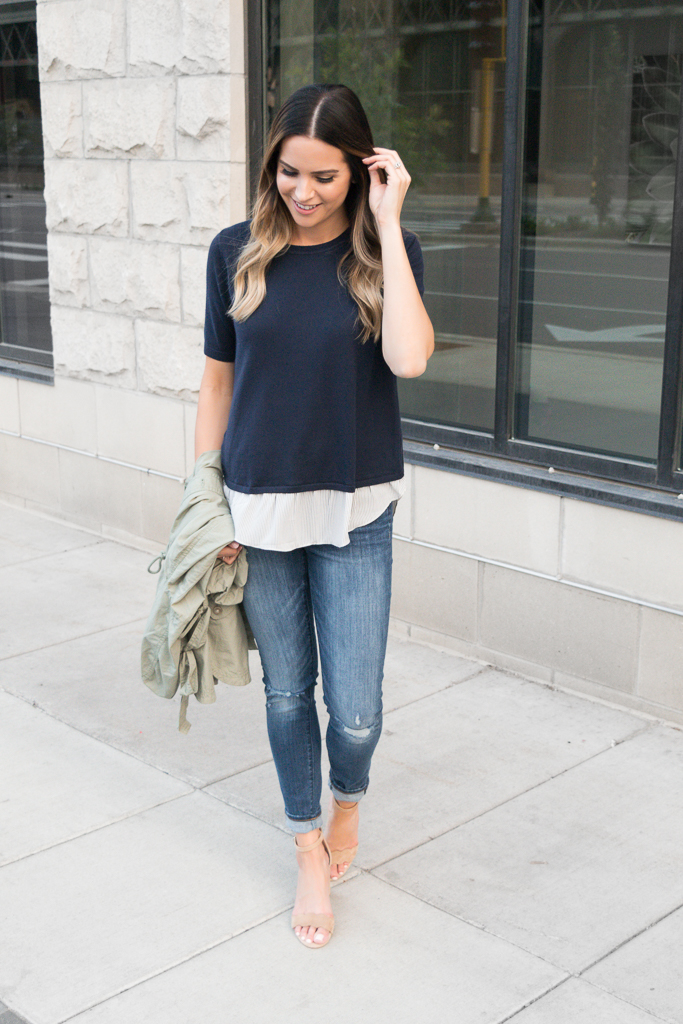 transitioning into fall outfits, loft work wear, Minneapolis fashion blogger