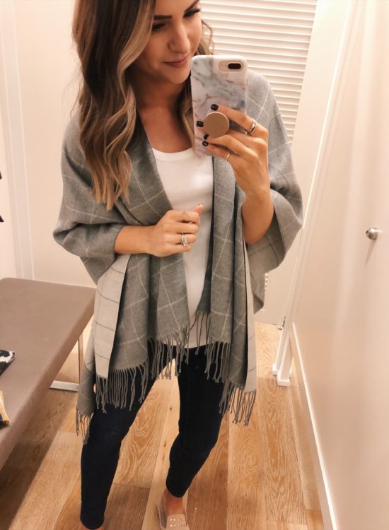 loft plaid poncho wrap