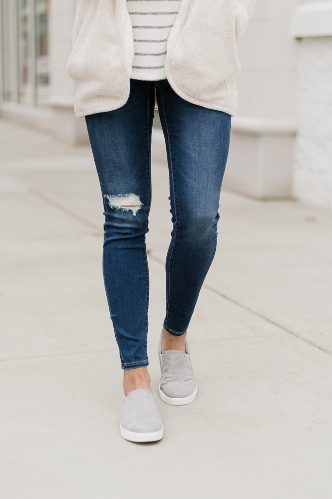 famous footwear dr. scholl's madison slip on sneakers in grey cloud