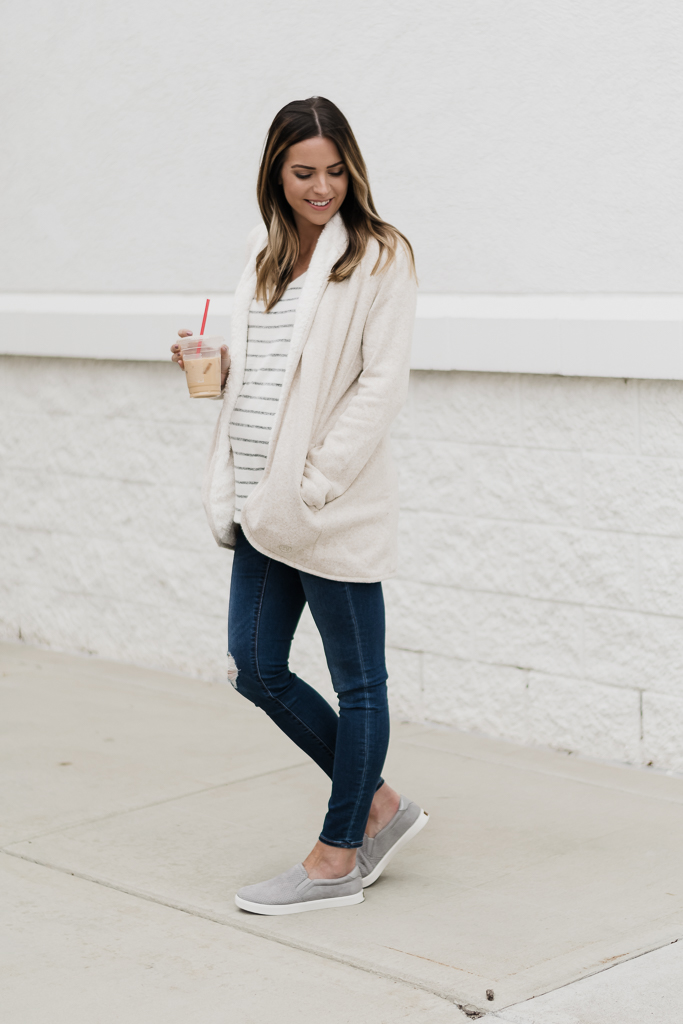 famous footwear dr. scholl's madison slip on sneakers, lauren james sherpa cardigan