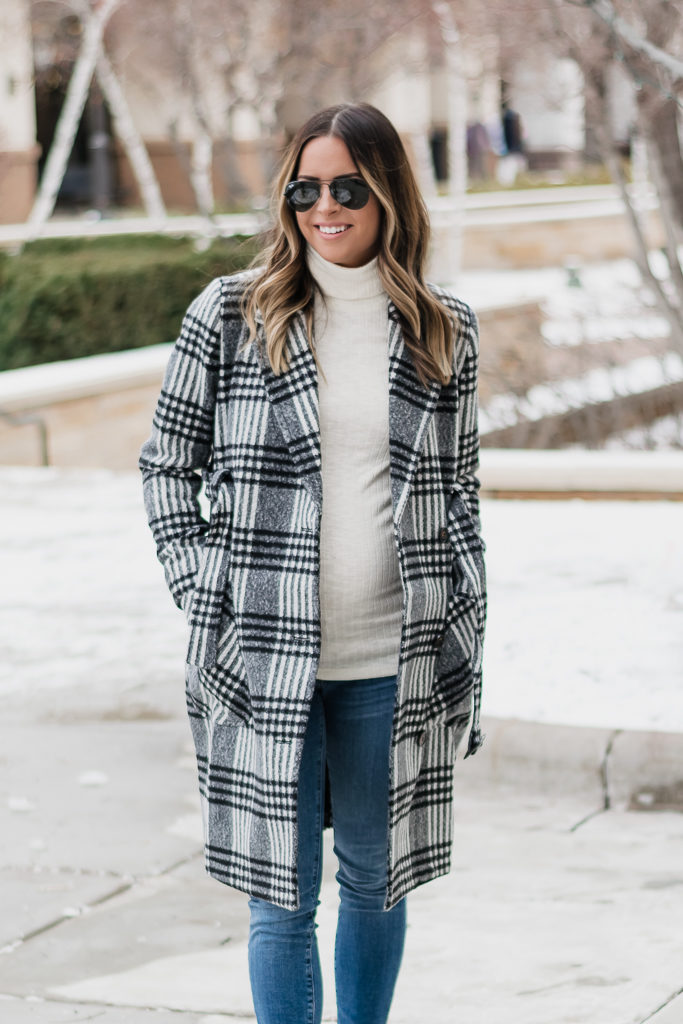 maternity wear for winter, holiday bump style, motherhood maternity, maternity coat