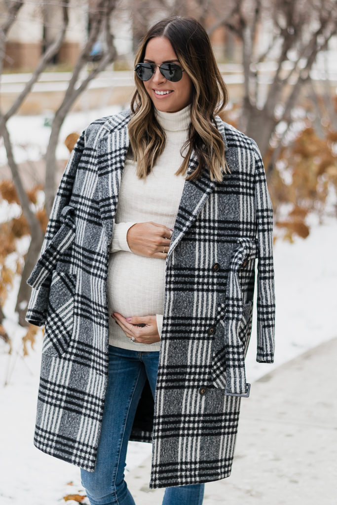 maternity wear for winter, holiday bump style, motherhood maternity, maternity coat