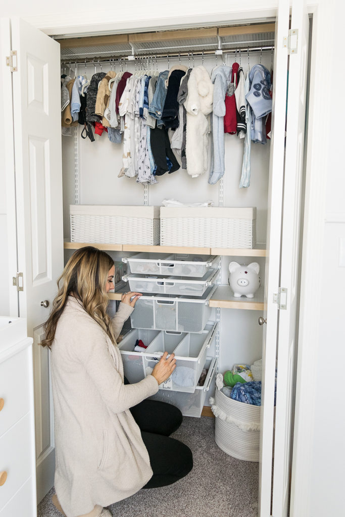 nursery elfa closet system, the container store, neat method minneapolis, nursery organization