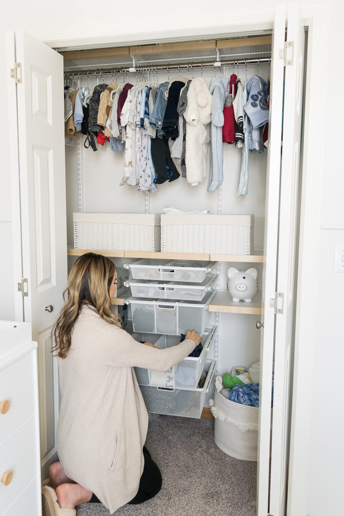 nursery elfa closet system, the container store, neat method minneapolis, nursery organization