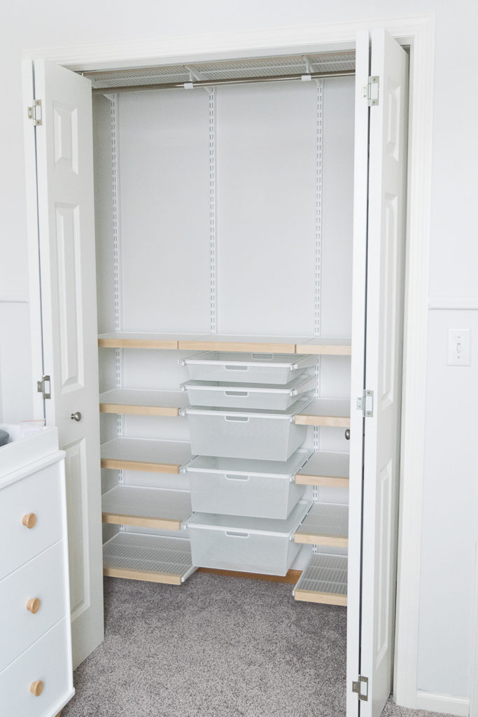 nursery elfa closet system, the container store, neat method minneapolis, nursery organization