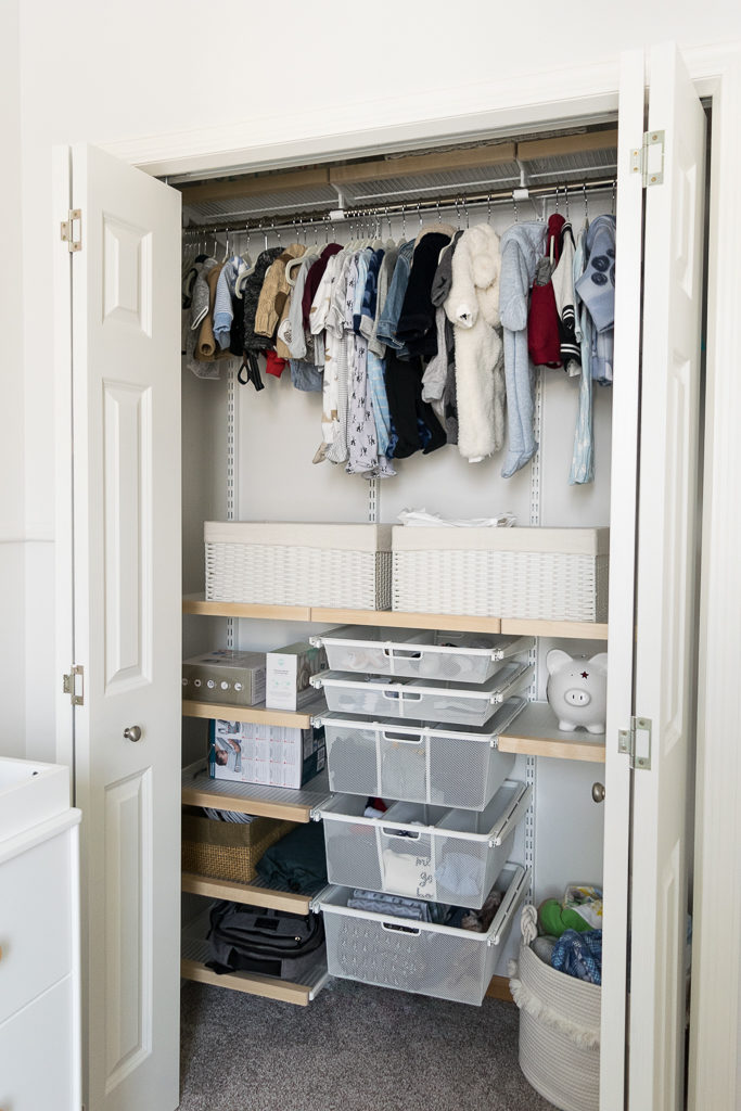 nursery elfa closet system, the container store, neat method minneapolis, nursery organization