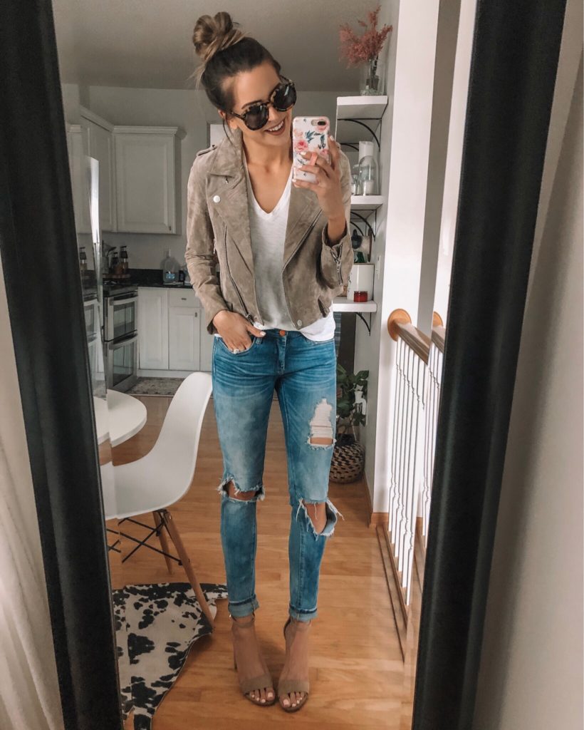 shopbop sale, event of the season 2019 picks, blanknyc suede moto jacket sand stoner, blank denim jeans