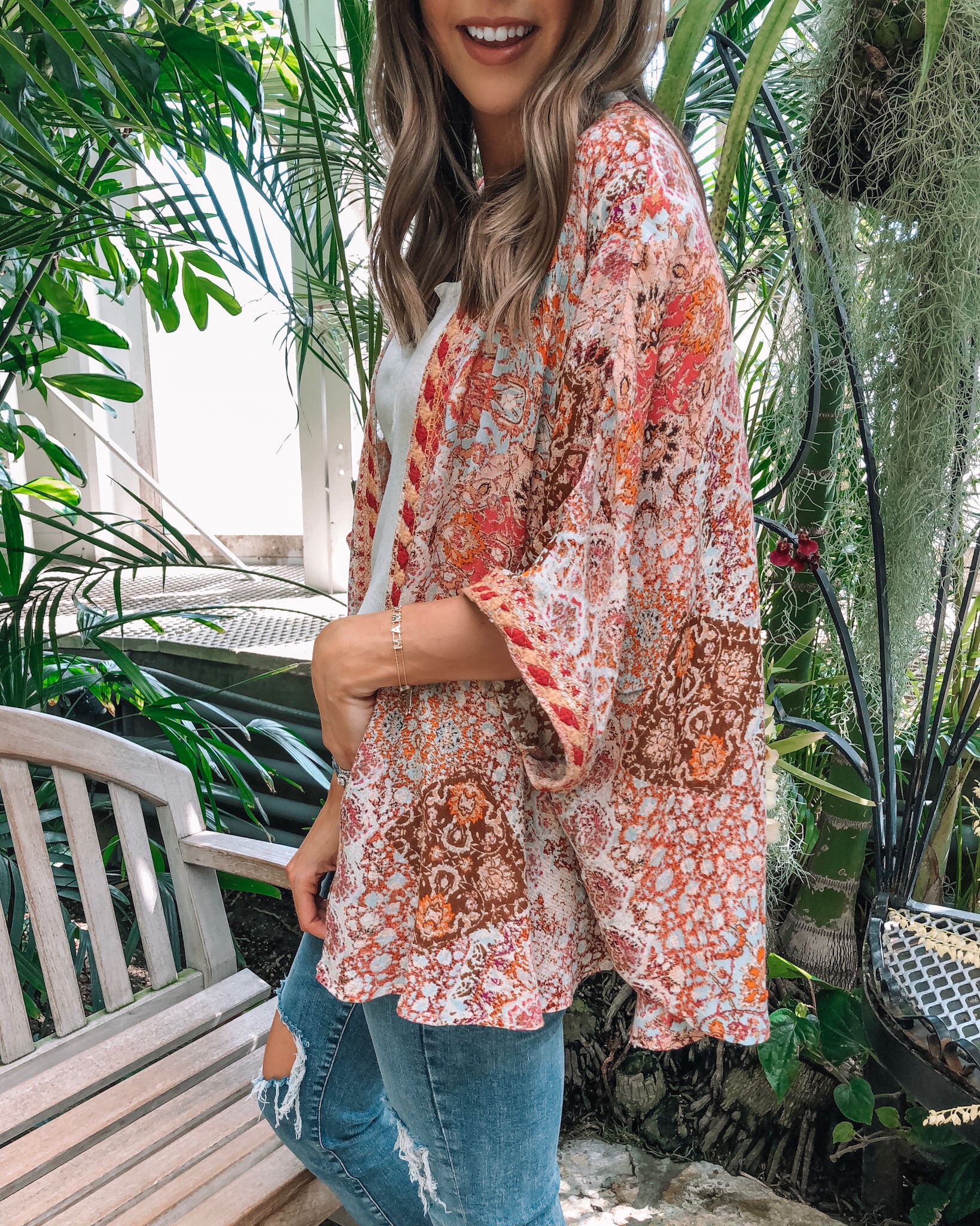 evereve Mother's Day sale 2019, Allison joy mosaic kimono, bobi rib tank, agolde Sophie crop