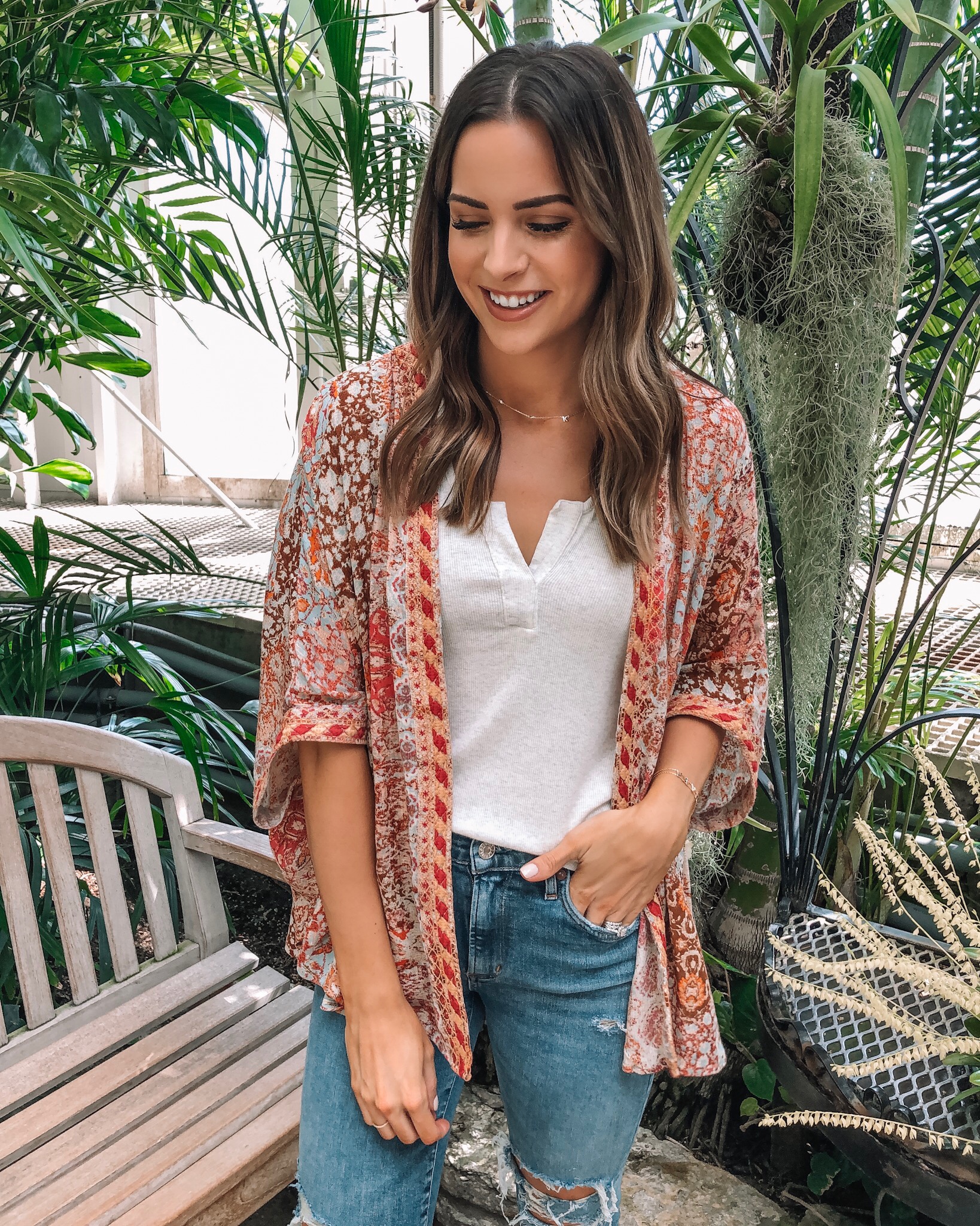 evereve Mother's Day sale 2019, Allison joy mosaic kimono, bobi rib tank, agolde Sophie crop