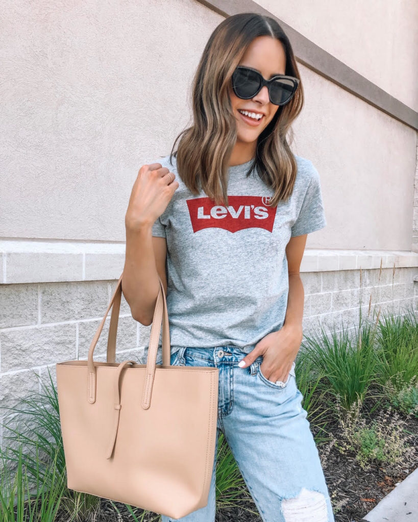 pre-fall basics from Walmart, Levi’s tee, leopard flats, affordable style, budget fashion, casual outfit