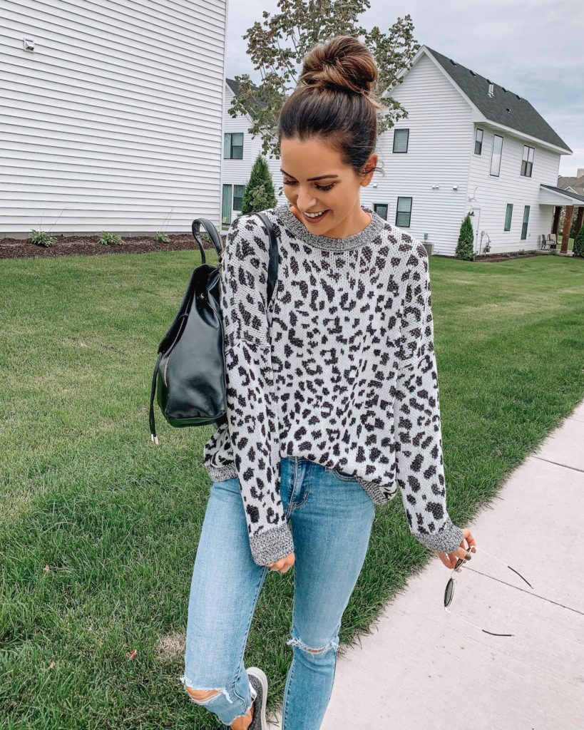 Animal print sweater on sale outfit