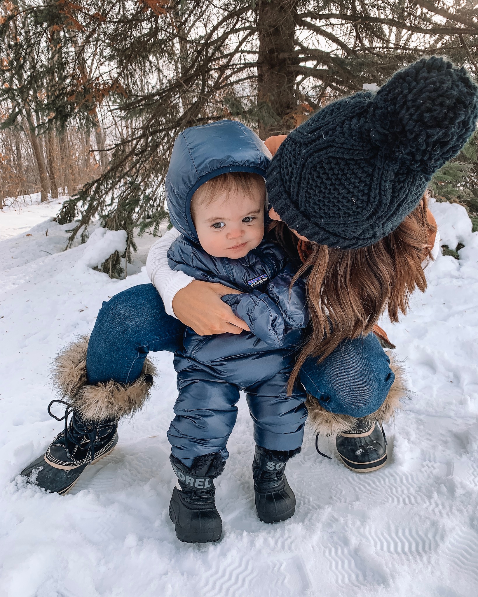 winter wear for family, gift guide, baby snowsuit, Patagonia, Sorel boots toddler, Joan of arctic, backcountry