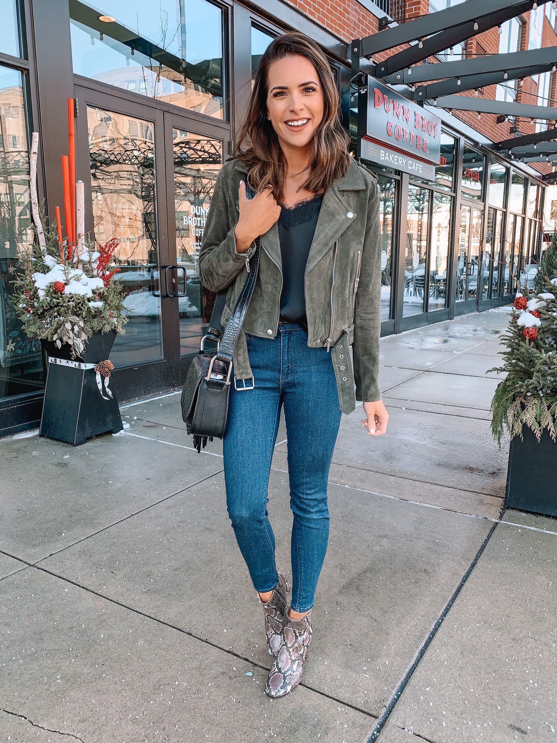 outfit with snakeskin booties