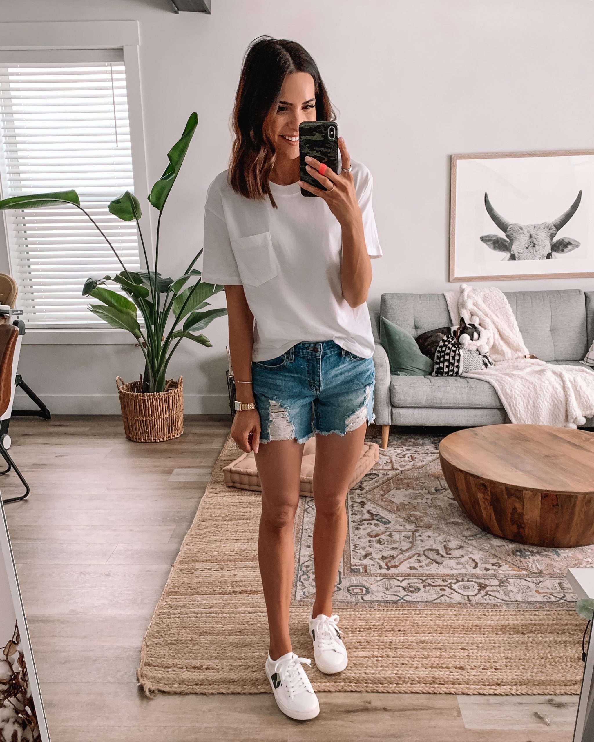 spring walmart fashion, spring outfit, time and tru, affordable style, denim cut off shorts