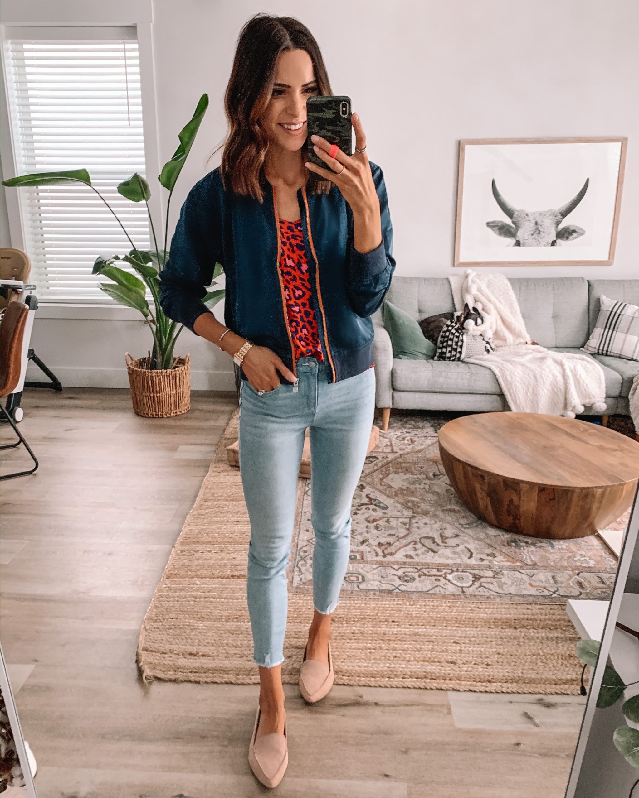 spring walmart fashion, spring outfit, leopard cami, scoop, bomber jacket, affordable style