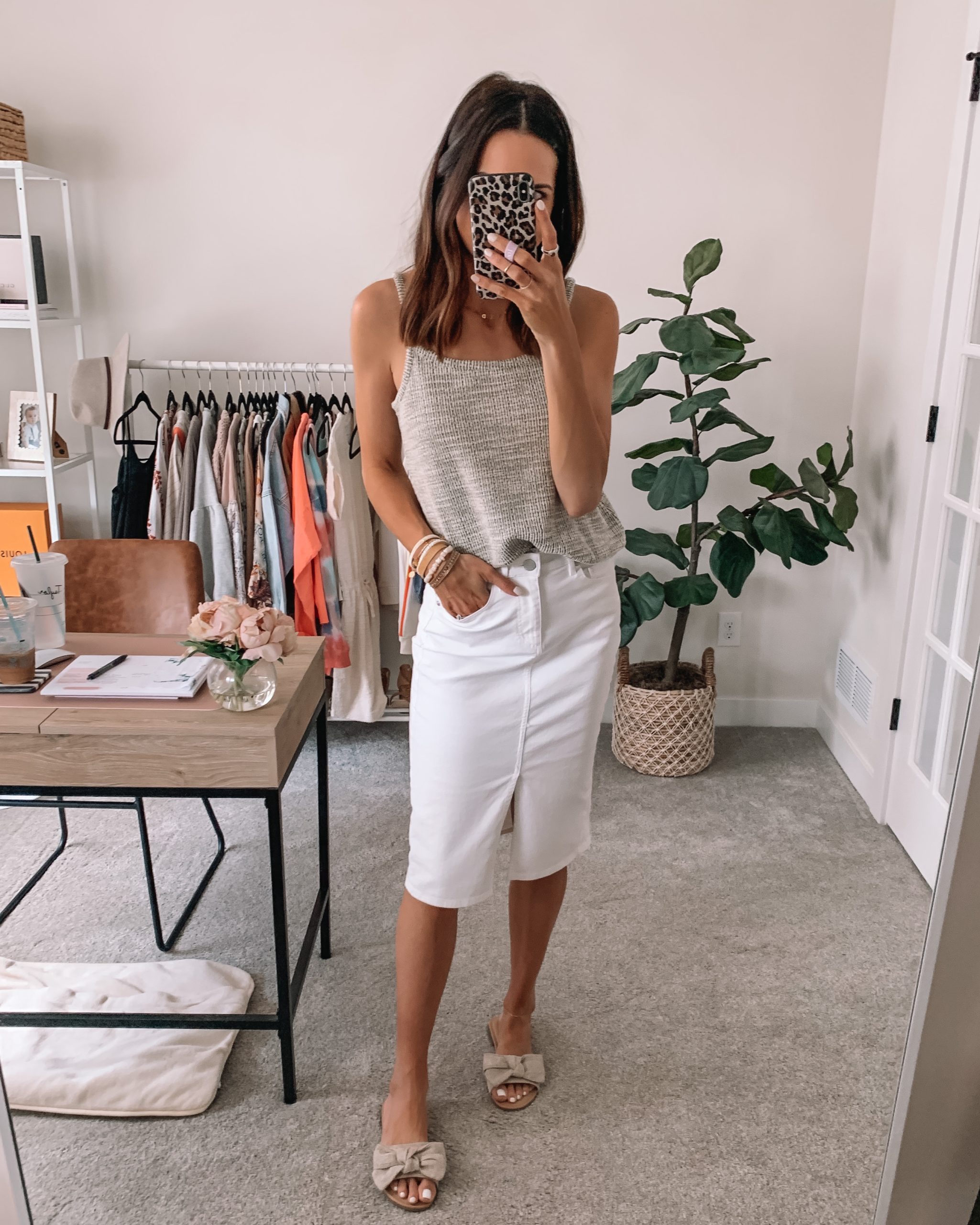 White denim skirt clearance midi