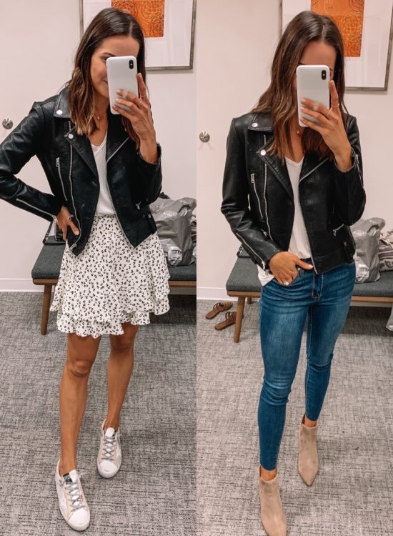 nsale 2020, Nordstrom anniversary sale, nsale try on, Tyron, Topshop faux leather Moto jacket, street style