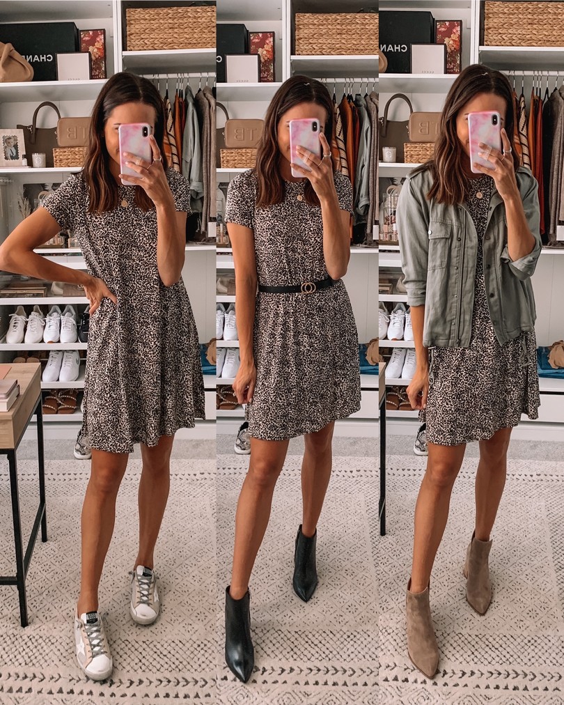 old navy haul 2020, fall old navy finds, leopard t-shirt dress